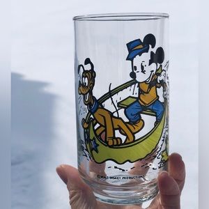 Vintage Mickey Mouse Pluto Walt Disney productions tumbler Vtg drinking glass💙